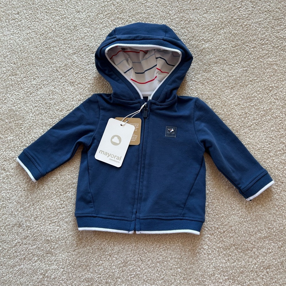 Mayoral NEW with Tags Baby Boy Zip up Sweatshirt Size 1-2 Months
